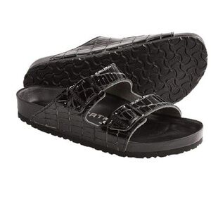 Birkenstock RARE Tatami Black Arizona Croc Strap Sandals 7